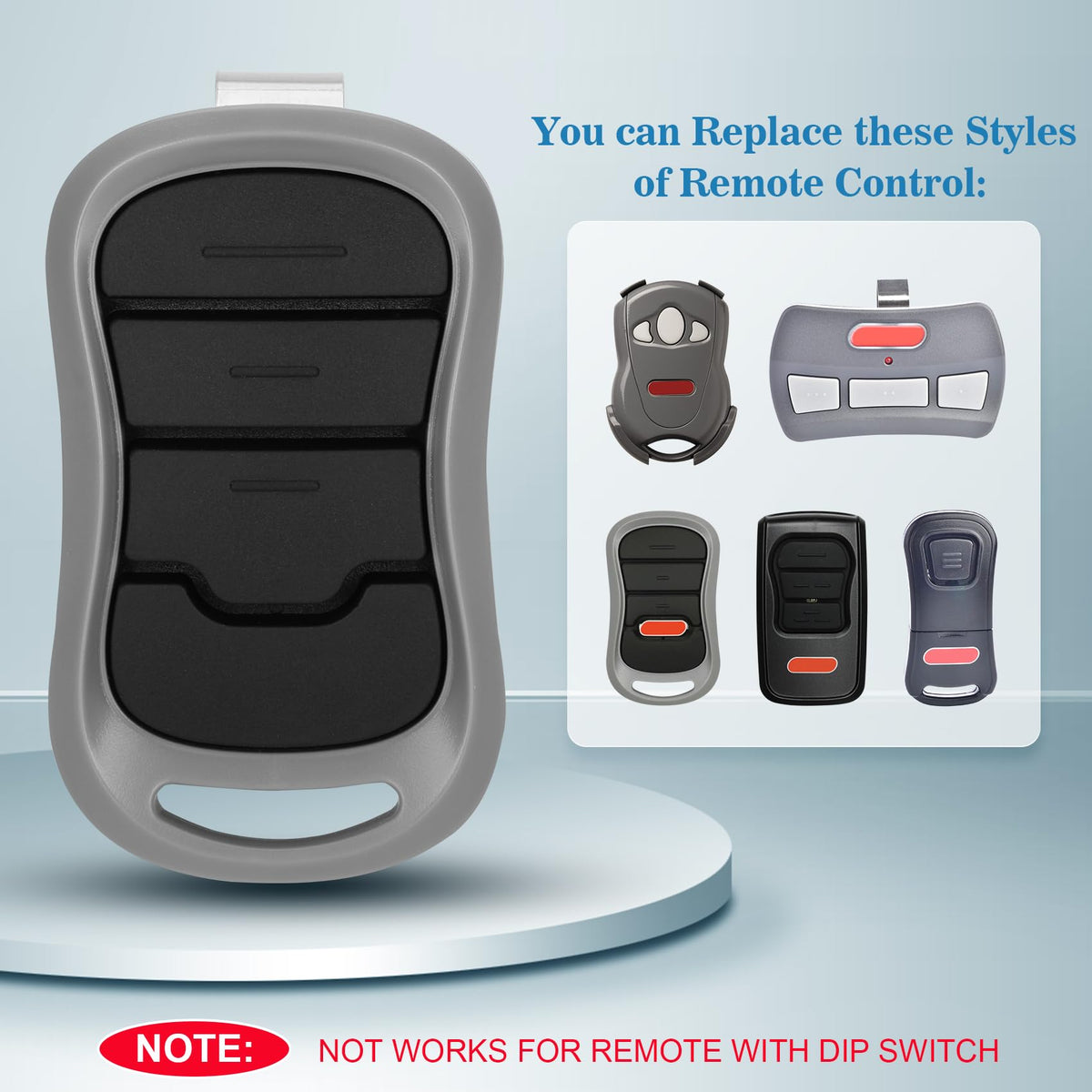 Soobool Genie remote in packaging with sunshade clips for car use.
