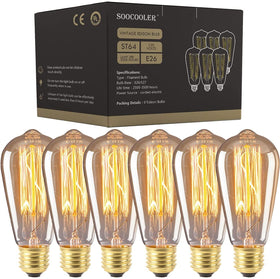 SooCooler Edison bulb amber warm 2700K creates cozy living room ambiance