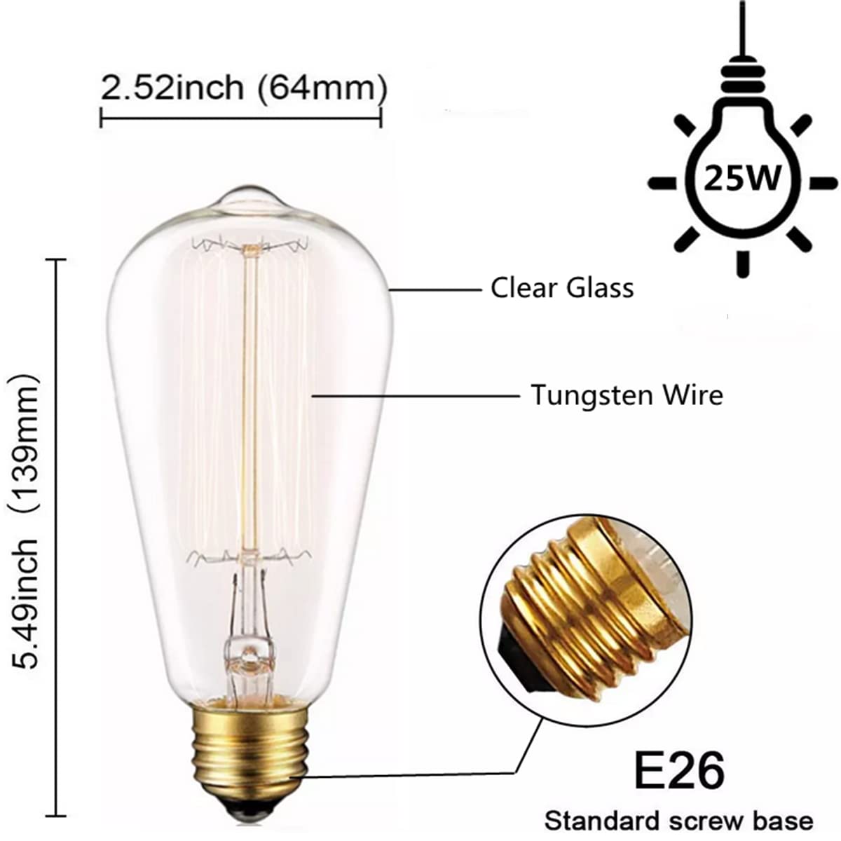 SooCooler Edison bulb clear glass with vintage filament enhances chandeliers