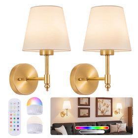 SoodMi battery-operated wall sconces front view with easy plug-free setup