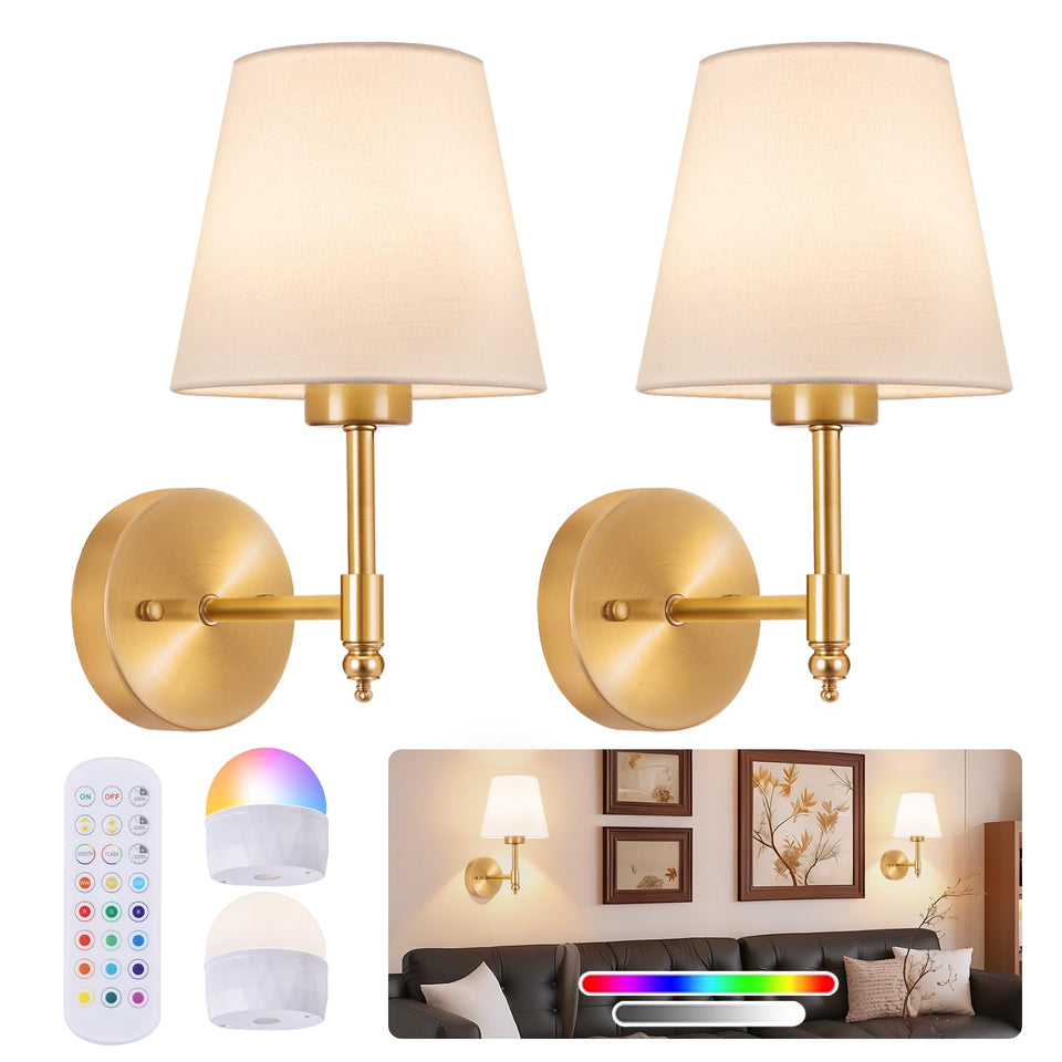 SoodMi battery-operated wall sconces front view with easy plug-free setup