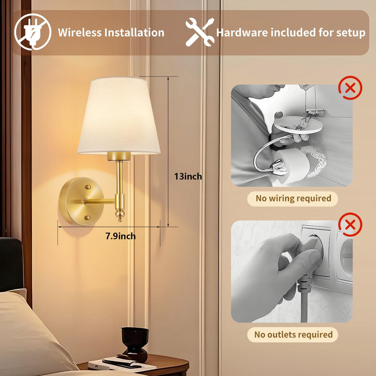 SoodMi wall sconce showing color temperature options for warm to cool light