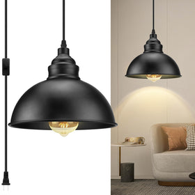 SoodMi plug-in pendant light with a 15-foot cord for flexible living room placement.