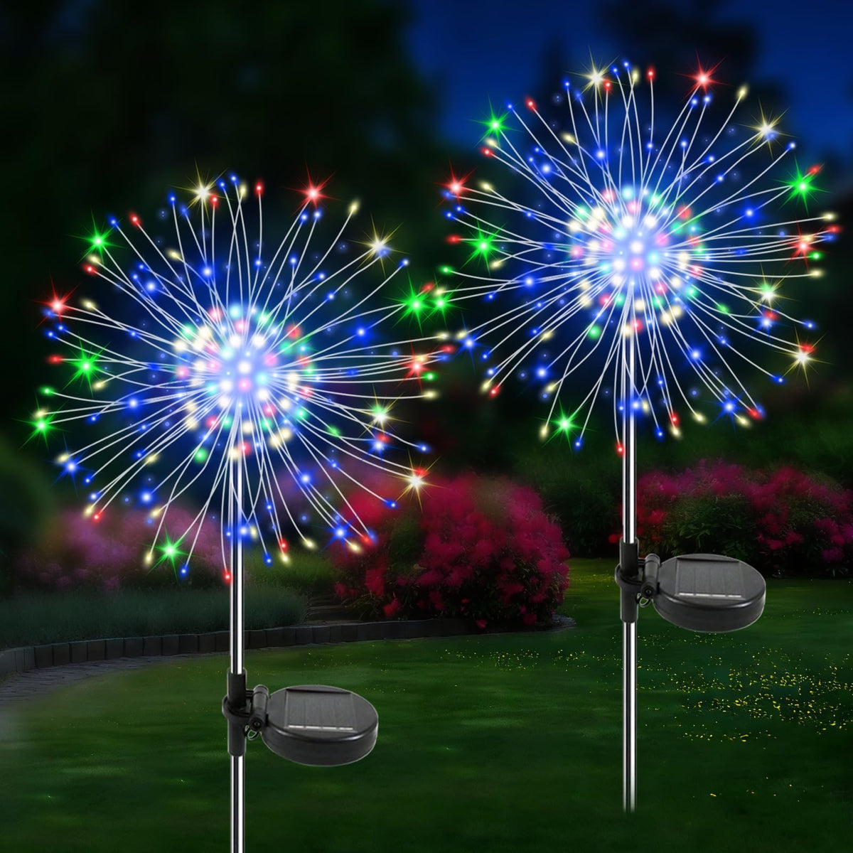 Soomit solar garden lights illuminate outdoor spaces with vibrant 120 LED firework effect