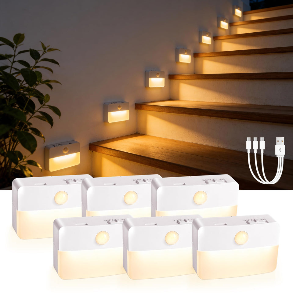 sooogd stair light package shows compact rechargeable design for quick setup