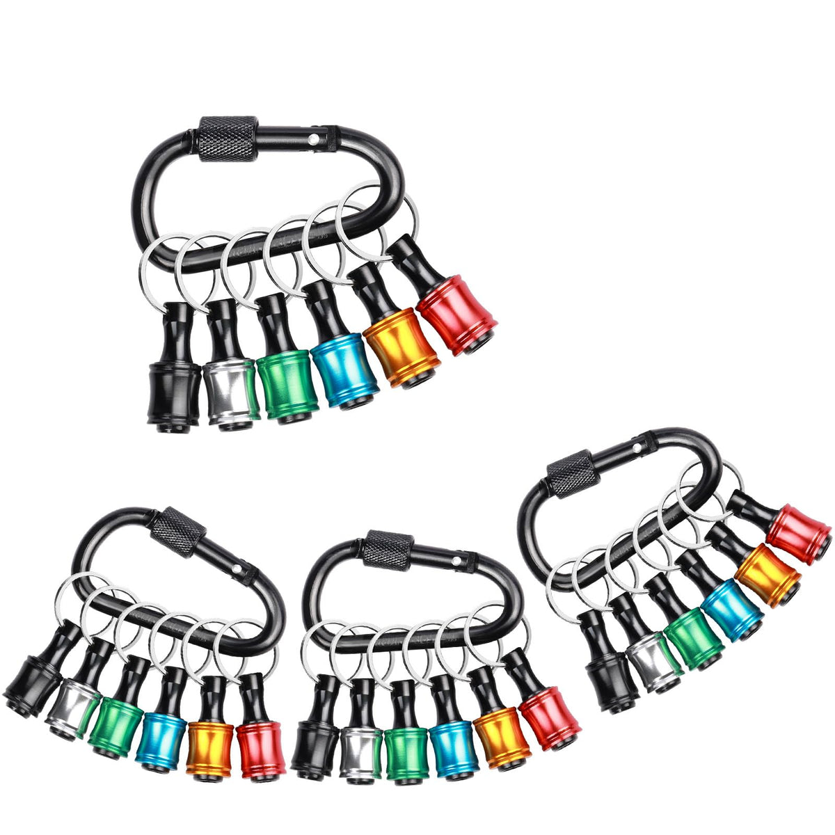 Sopclane 24pcs hex shank bit holder on a keychain for quick access.