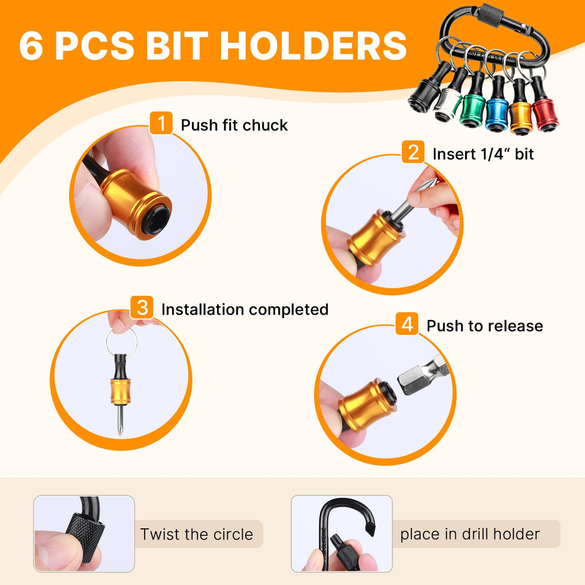 Sopclane screwdriver bit holder compatible with 1/4 inch bits.