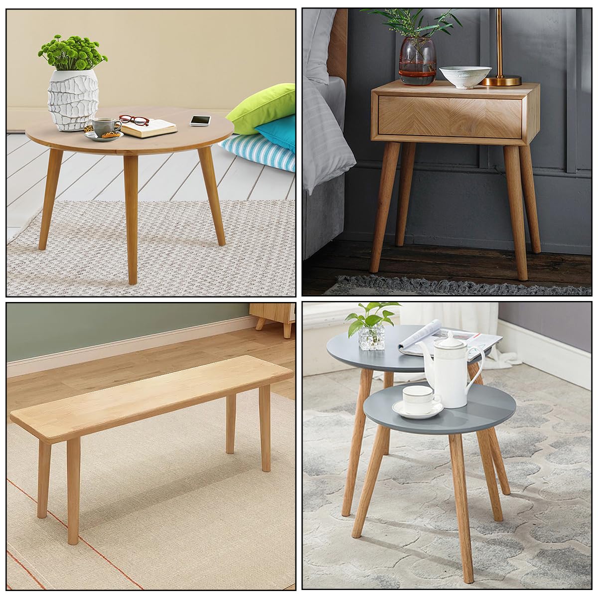 Sopicoz end table legs 16inch tapered wood for easy height adjustment