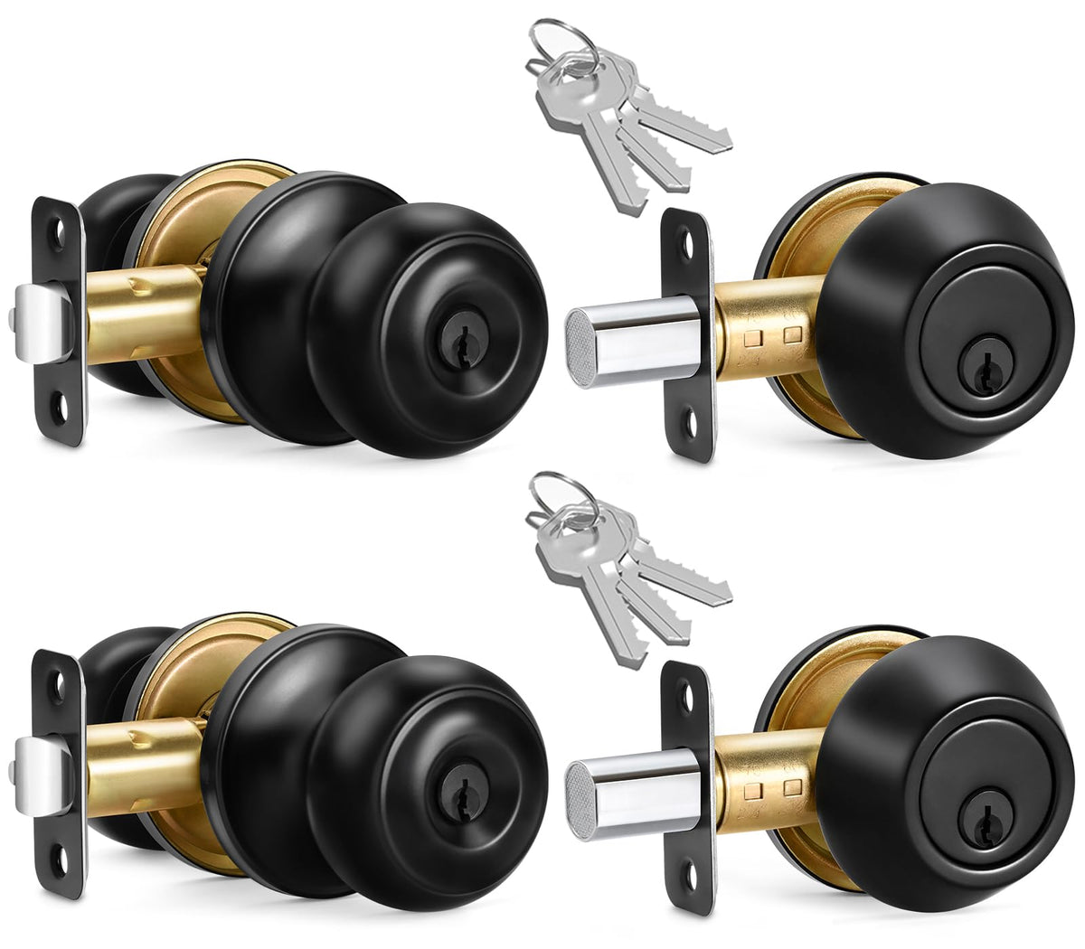 Sopoby 2-sets entry door knob and deadbolt for simplified front door access