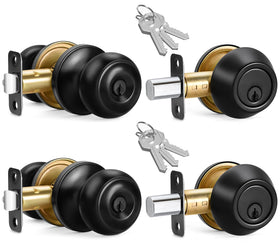 Sopoby 2-sets entry door knob and deadbolt for simplified front door access