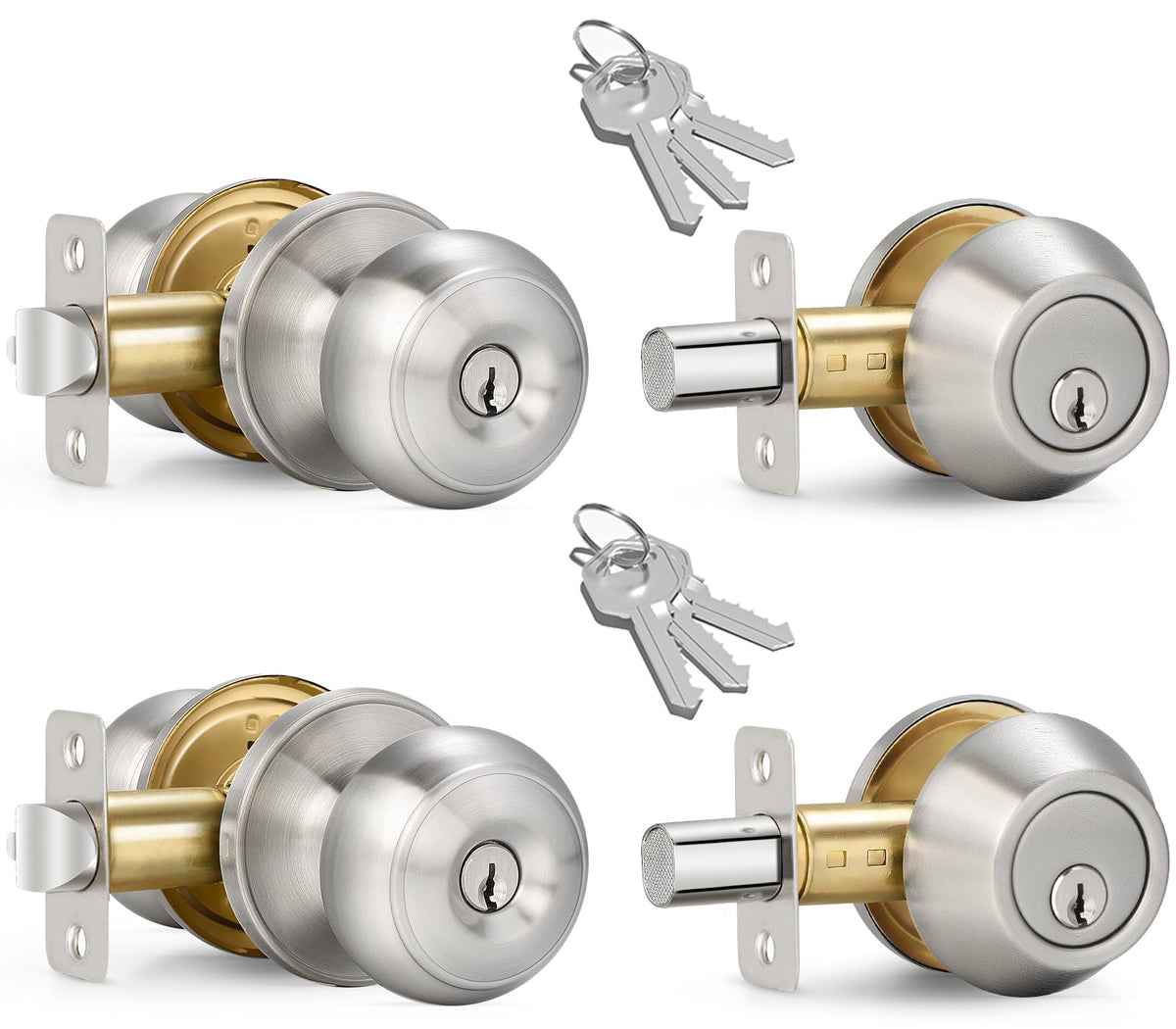 Sopoby 2-sets entry knob and deadbolt for convenient access