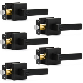 Sopoby 5-pack matte black door levers front view for a contemporary interior upgrade.