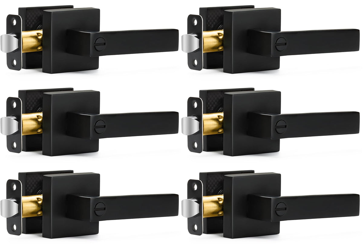 Sopoby 6-pack matte black door levers provide a stylish privacy upgrade for interior doors.