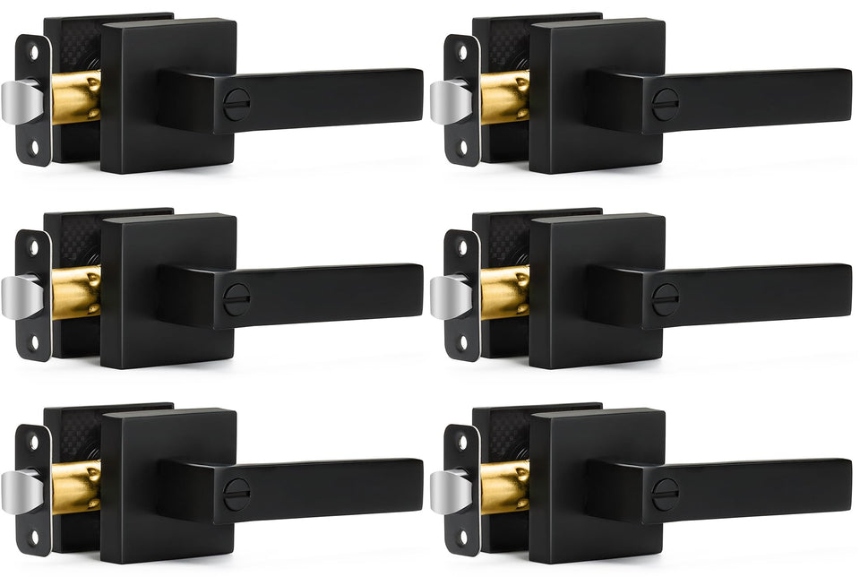 Sopoby 6-pack matte black door levers provide a stylish privacy upgrade for interior doors.