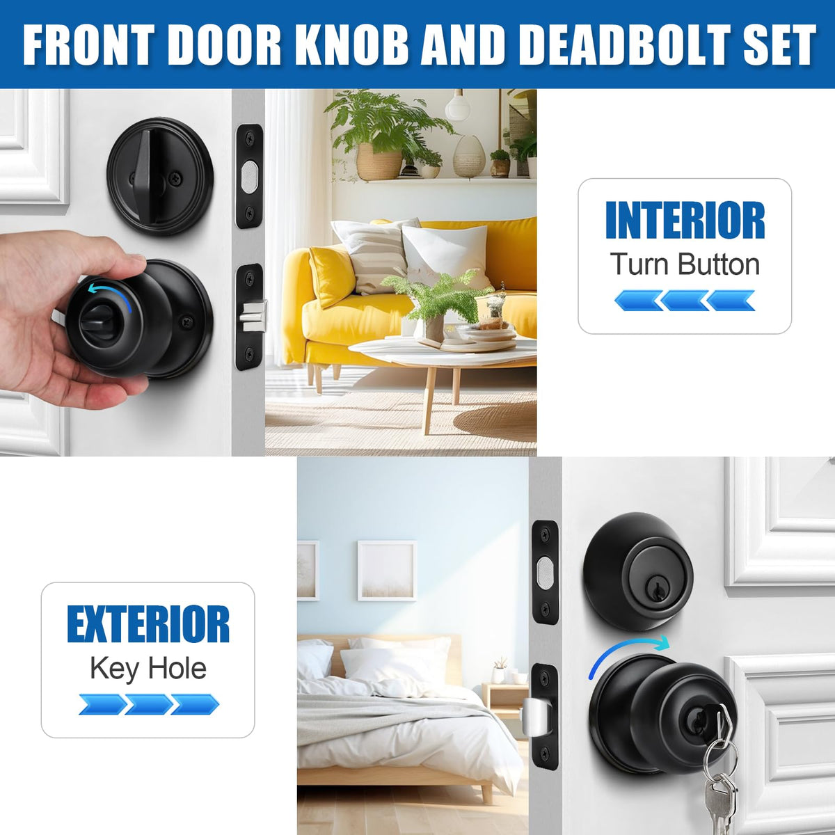 Sopoby deadbolt cylinder assembly showing brass tumbler pins for reliable entry security.