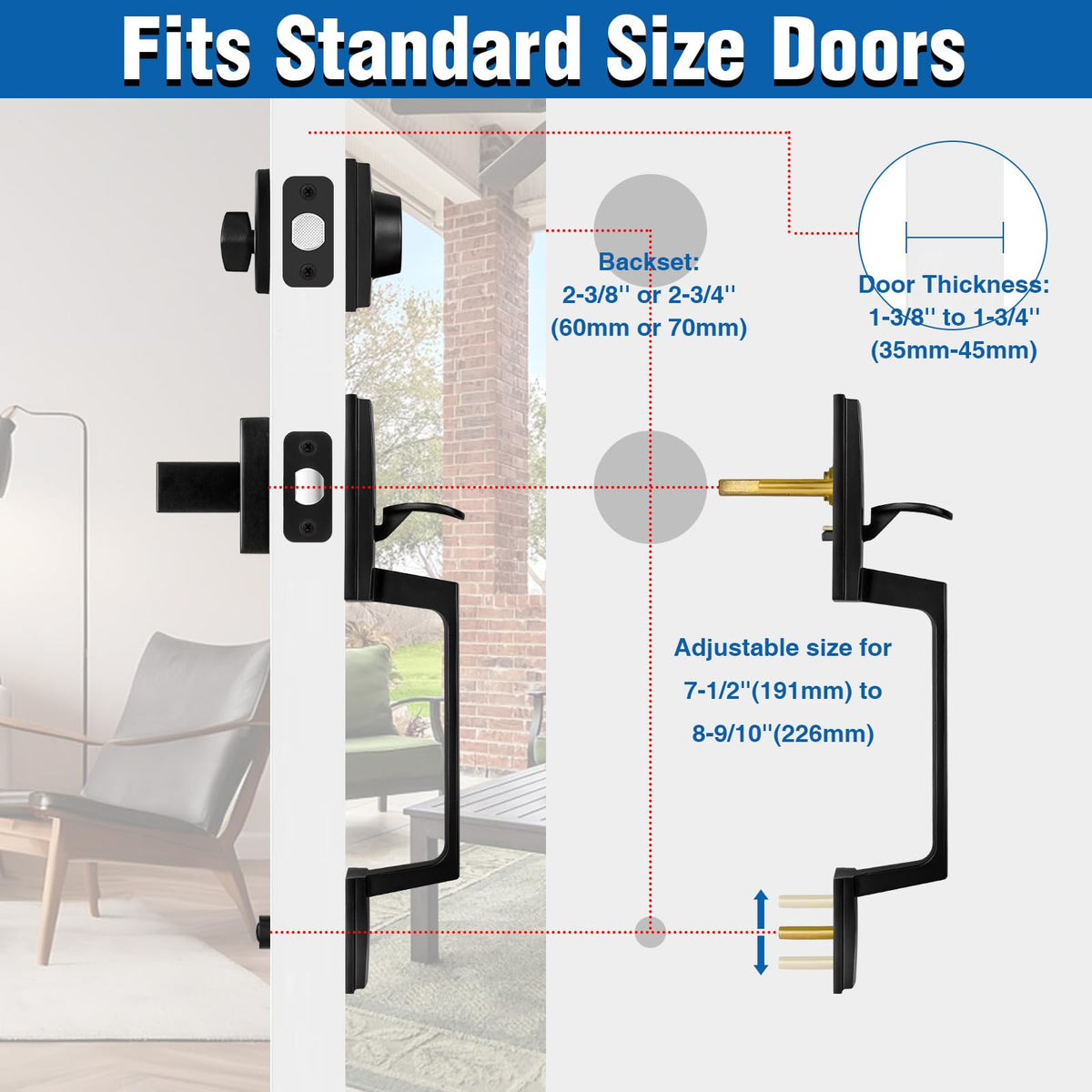 Sopoby exterior door lock set combines durability with a modern matte finish.