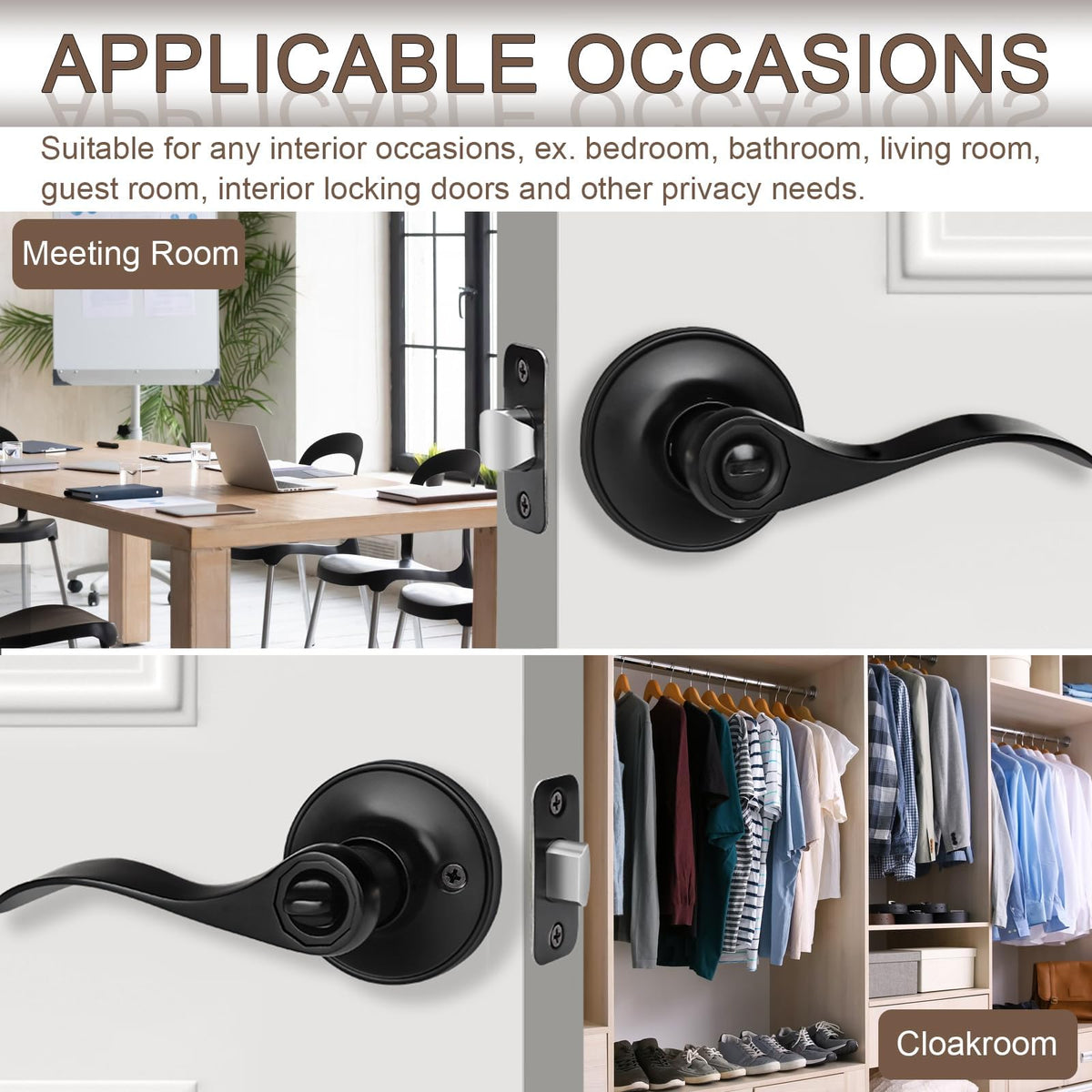 Sopoby matte black door handle adjustable latch fits 60mm or 70mm