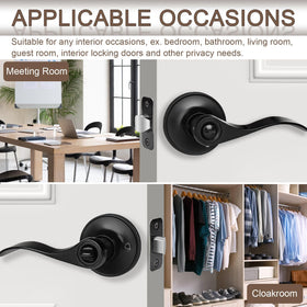 Sopoby matte black door handle adjustable latch fits 60mm or 70mm