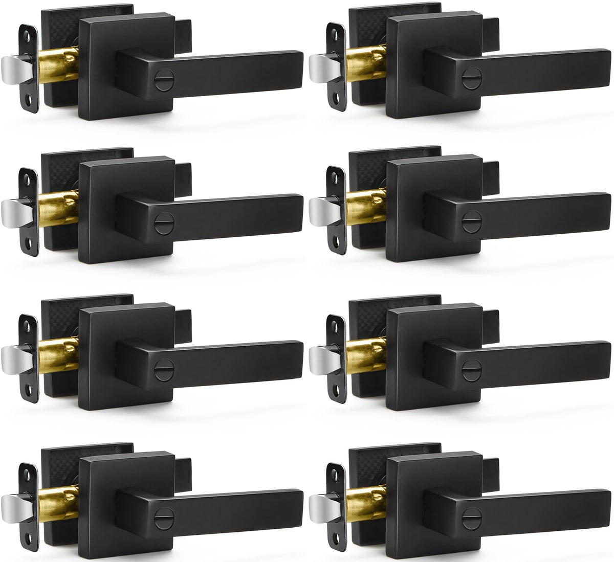 Sopoby matte black door handle with privacy lever for bedroom and bathroom privacy.