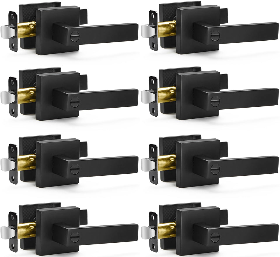 Sopoby matte black door handle with privacy lever for bedroom and bathroom privacy.