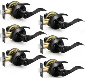 Sopoby matte black door handle wave front view for modern interiors