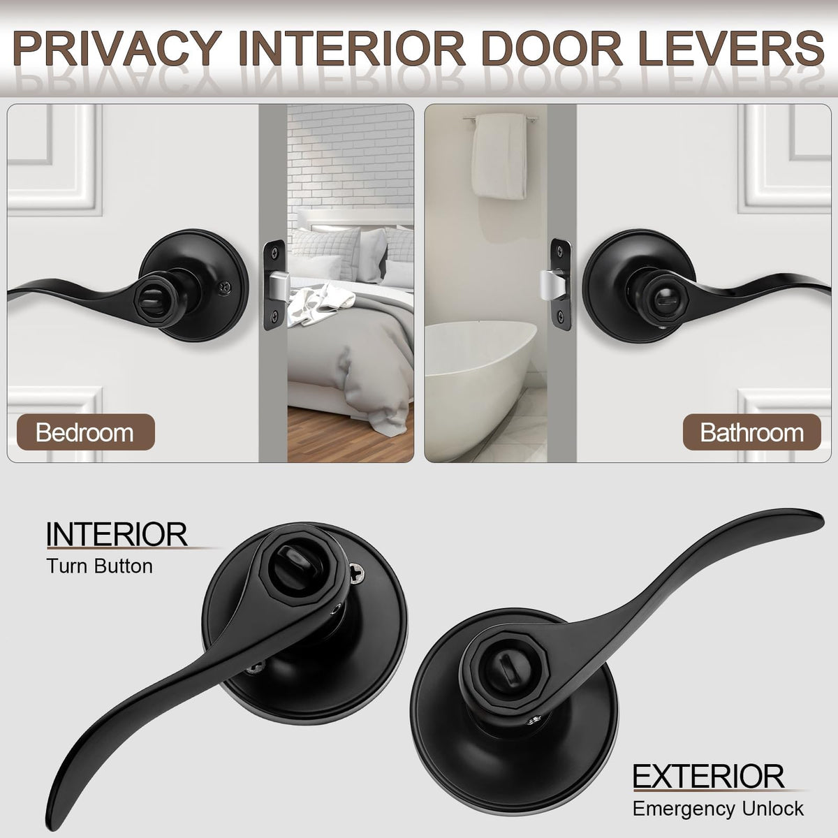 Sopoby matte black door handle wave side view showing sleek silhouette