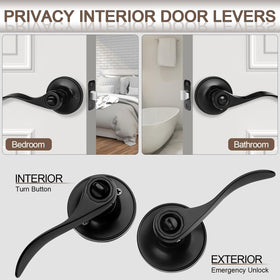 Sopoby matte black door handle wave side view showing sleek silhouette