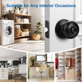 Sopoby matte black round door knob front view for modern interiors