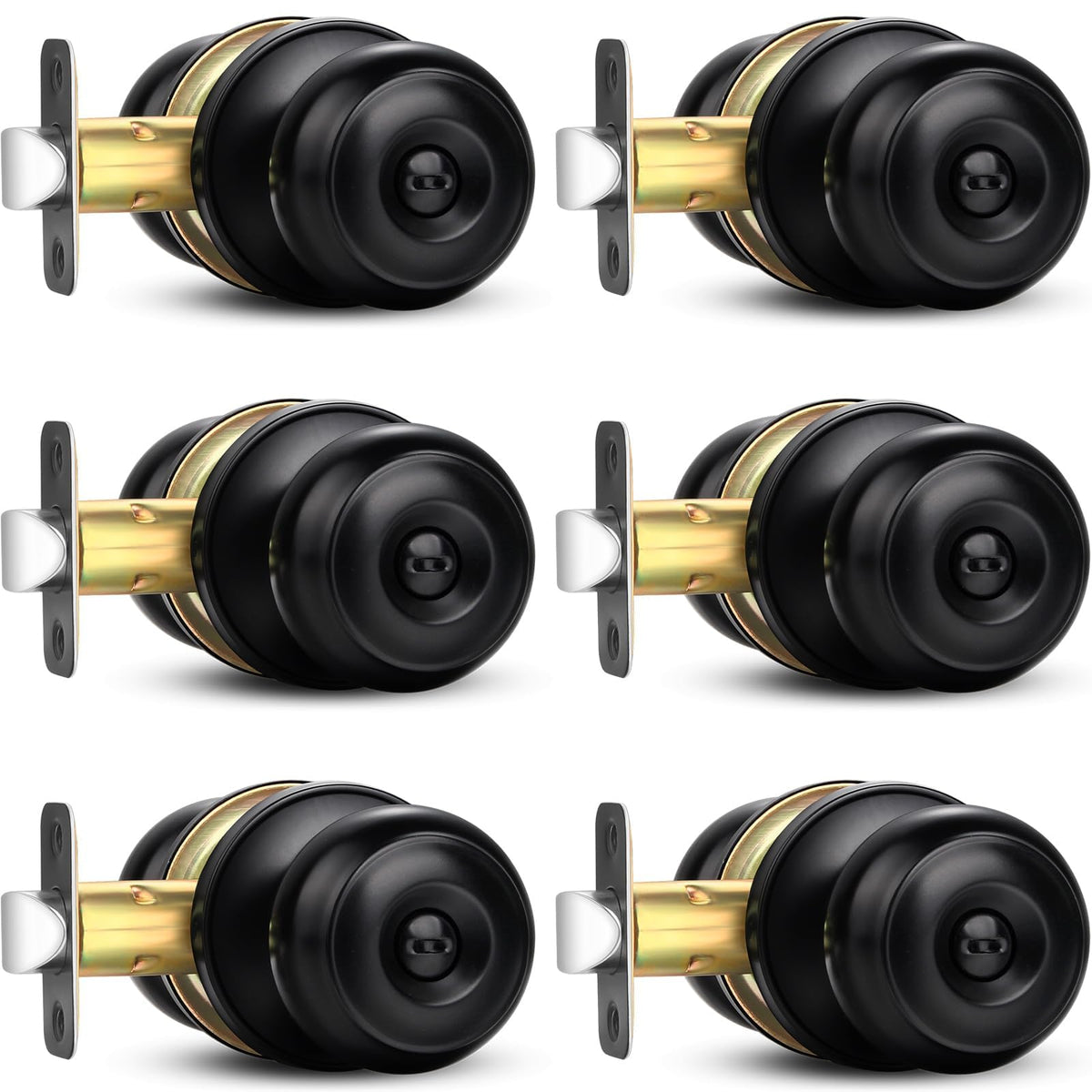 Sopoby privacy door knob pack – front view showing matte black round design for bedroom or bathroom