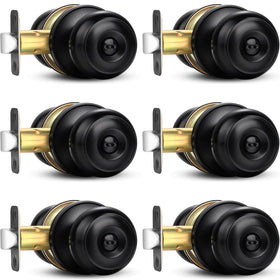 Sopoby privacy door knob pack – front view showing matte black round design for bedroom or bathroom