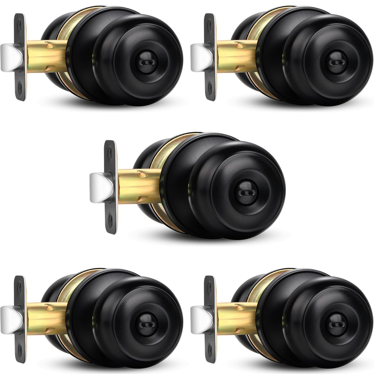 Sopoby privacy door knob packaging shows five-pack in matte black finish