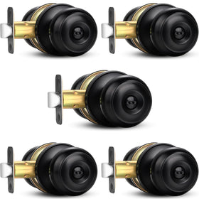 Sopoby privacy door knob packaging shows five-pack in matte black finish