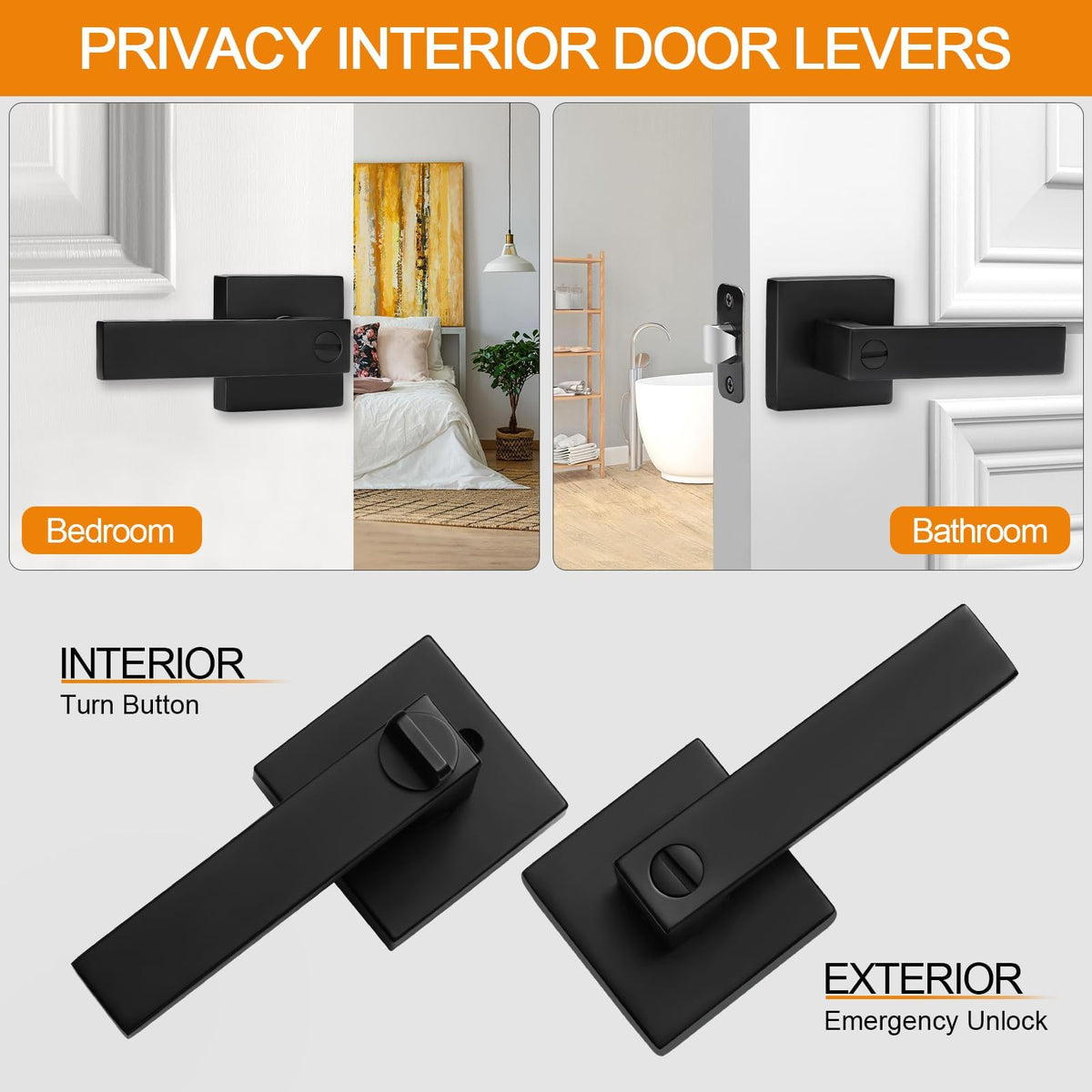 Sopoby privacy door lever with locking feature for bedrooms and bathrooms
