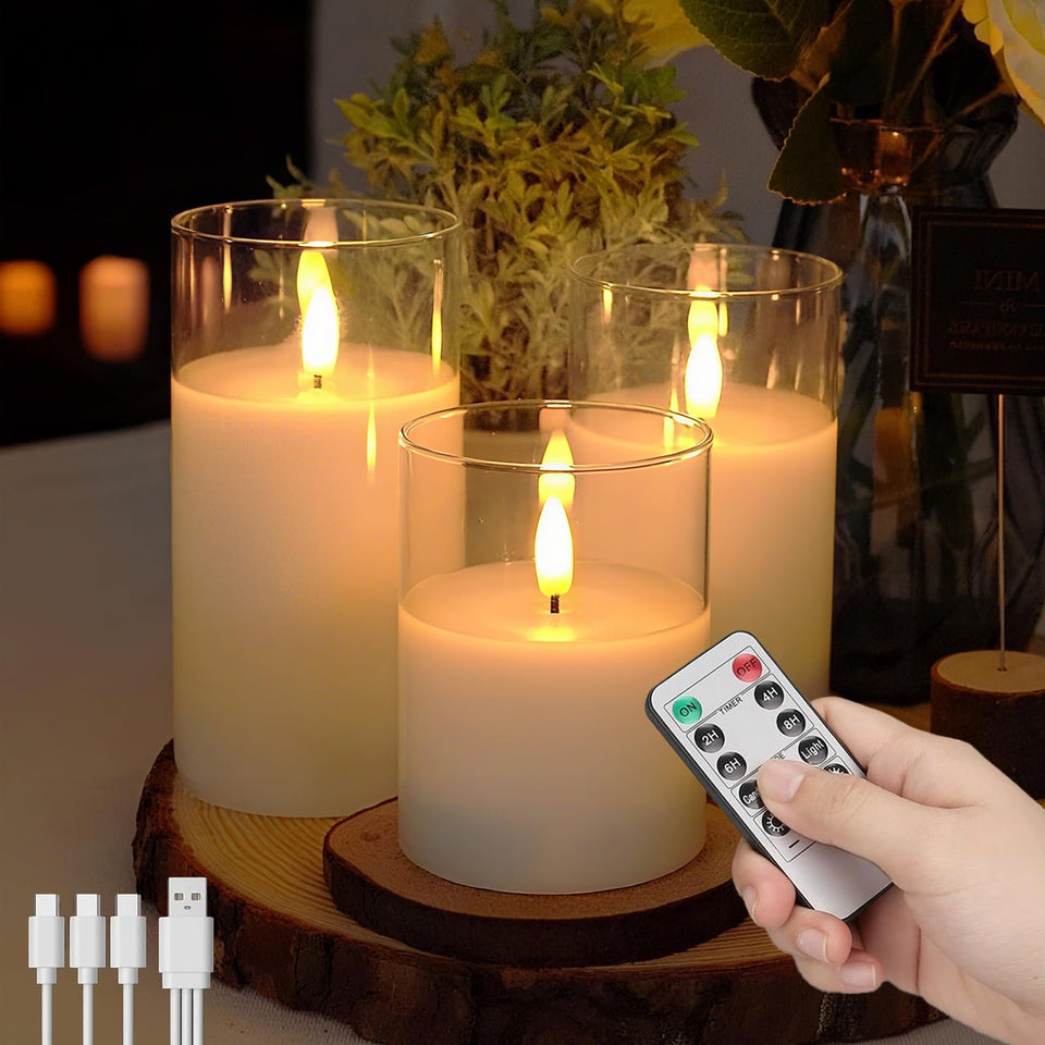 SORALEK 3-pack flameless candles with remote control for safe ambiance.