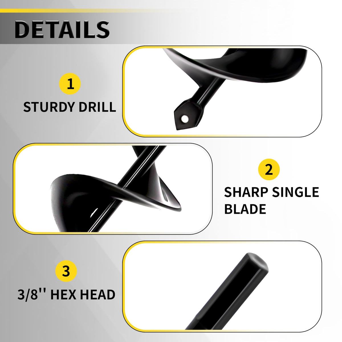 SORANGEUN heavy-duty 32in auger with 3-8 hex drive for cordless drills