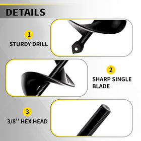SORANGEUN heavy-duty 32in auger with 3-8 hex drive for cordless drills