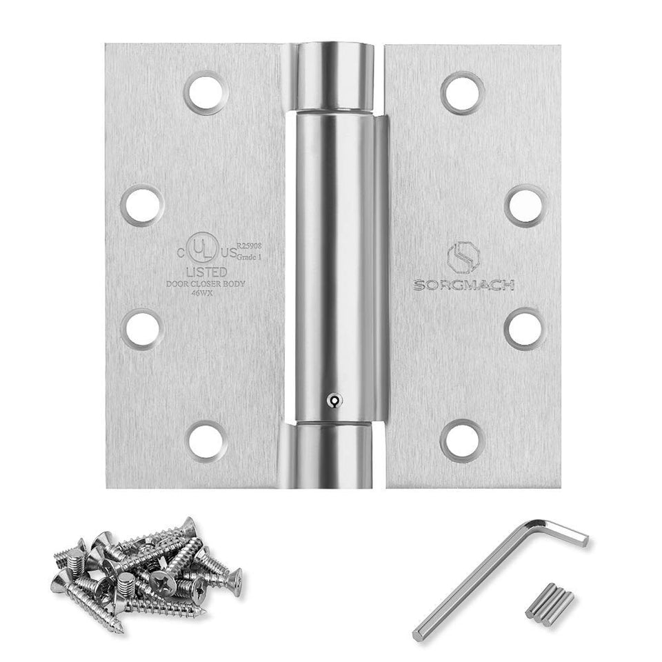 SORGMACH satin door hinges 4.5-inch self-closing offer smooth, quiet operation for busy commercial doors.