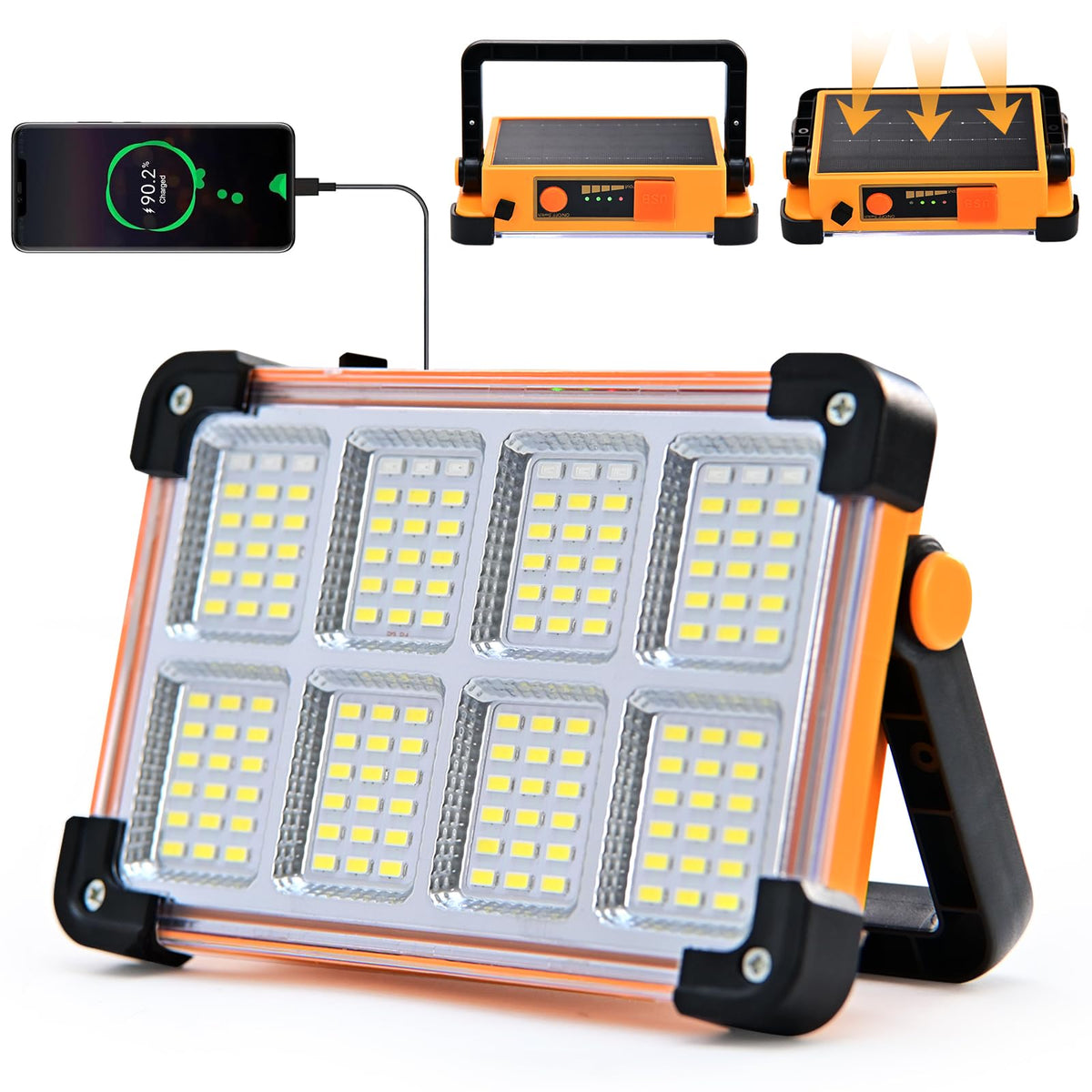 Sorgracer Rechargeable Flood Light 10000 lumens front view for large-area lighting on jobsites