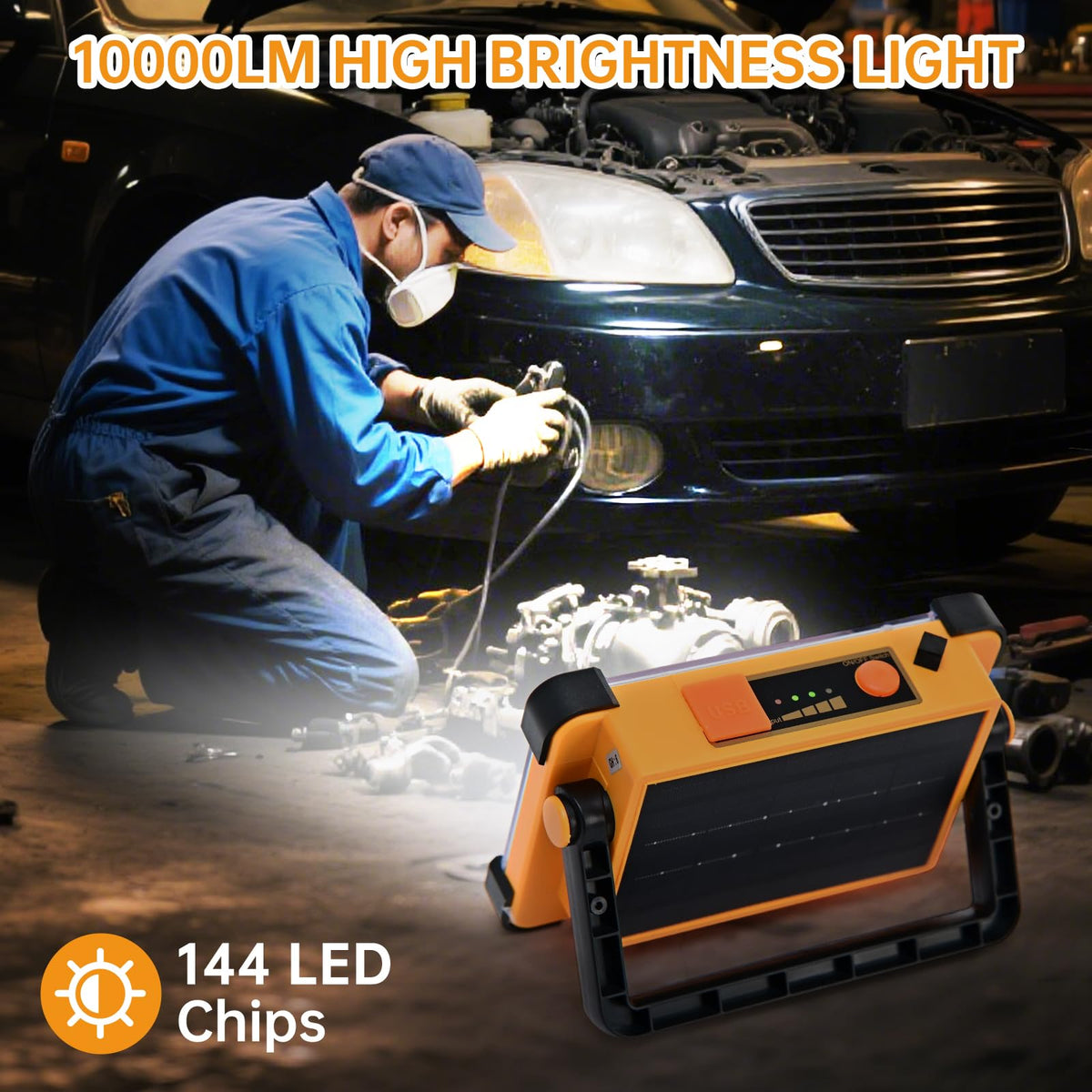 Sorgracer Rechargeable Flood Light with adjustable stand for versatile setups