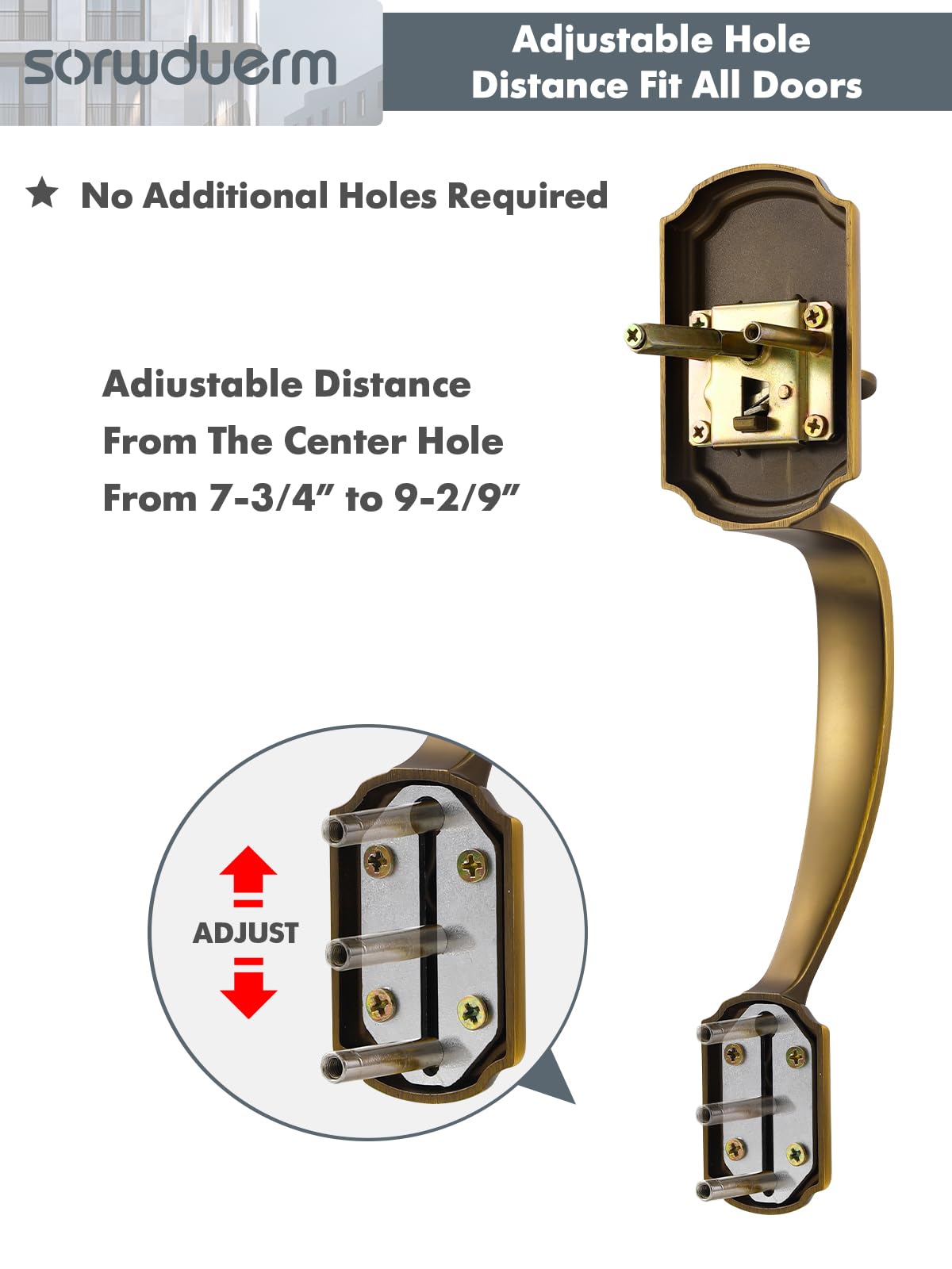 SORWDUERM adjustable latch for 2-3/8 or 2-3/4 inch doors.