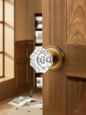 SORWDUERM antique brass knob emergency release hole for external unlocks