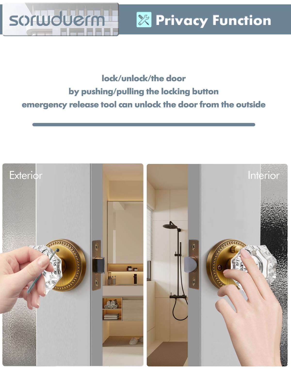 SORWDUERM antique brass knob hex key for emergency release