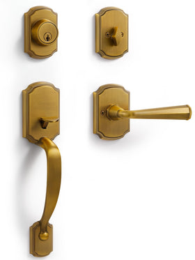 SORWDUERM antique brass front door handle adds timeless style to entryways.