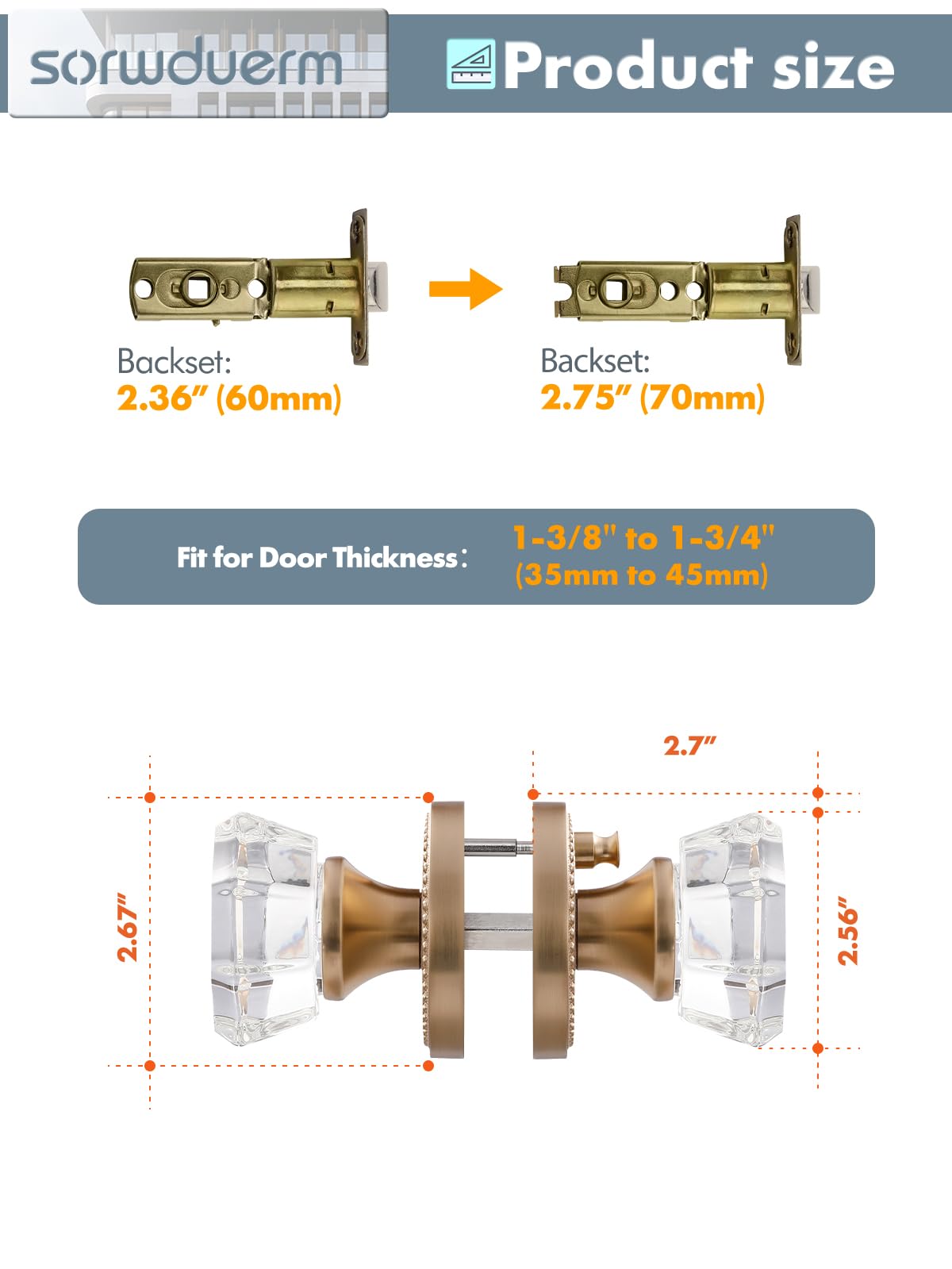 SORWDUERM bedroom bathroom privacy door knob in modern setting