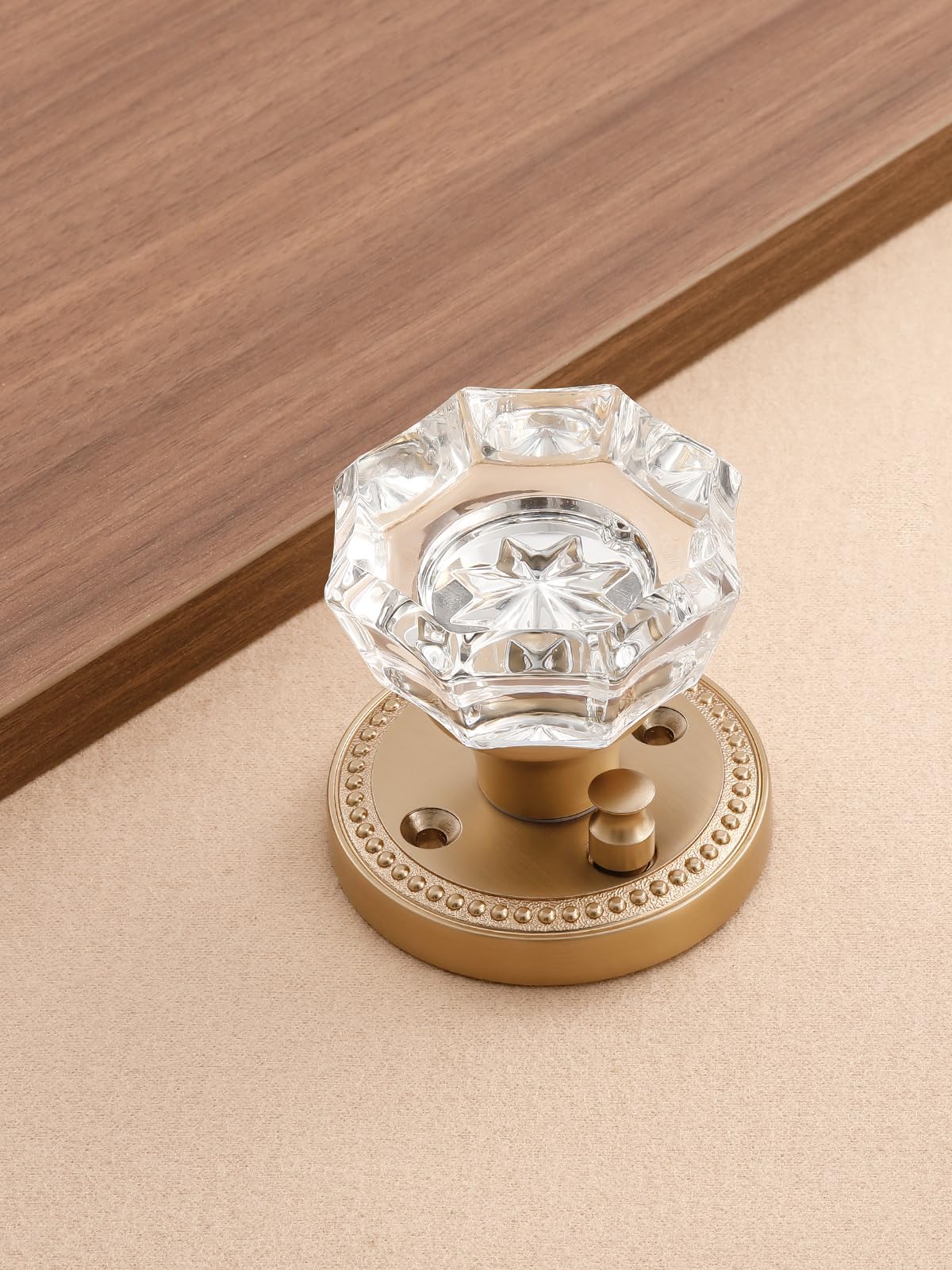 SORWDUERM crystal privacy knob on interior door for bedroom or bath