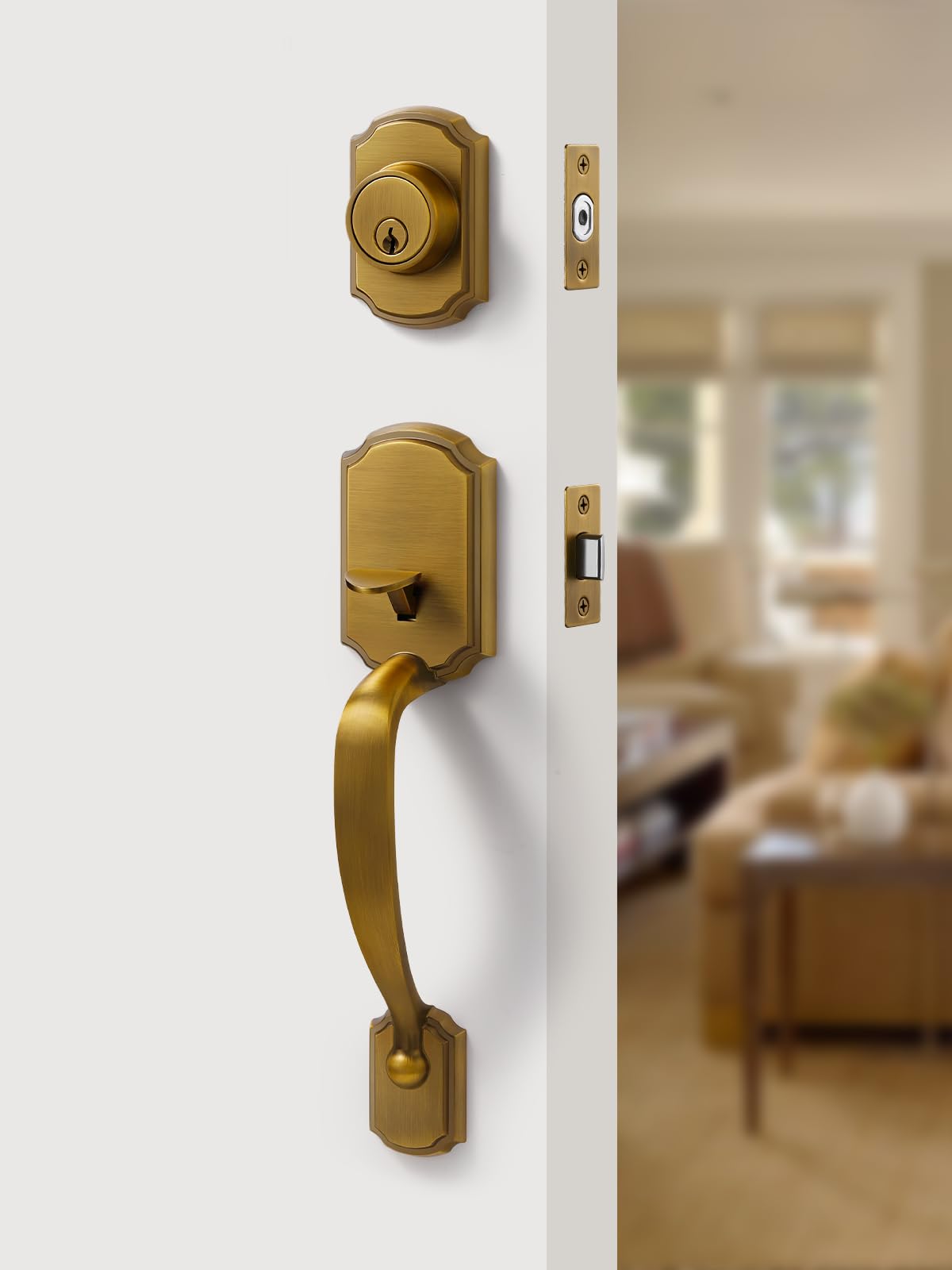 SORWDUERM deadbolt set with key for secure residential access.