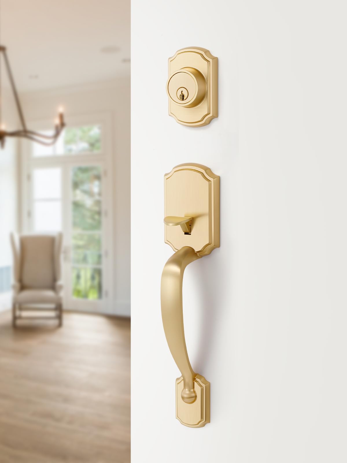 SORWDUERM gold deadbolt set provides strong protection and smooth operation.