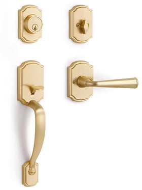 SORWDUERM gold front door handle for stylish, secure residential entry.
