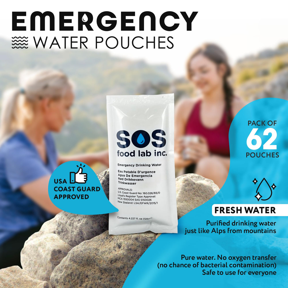 SOS Emergency Water coast-guard-approval emphasizes trusted certification for safety planning.