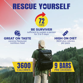 Closeup of SOS Rations bar highlights dense calories for steady energy